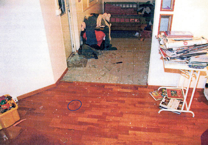 Näkymä maton reunalta takkahuoneeseen. 