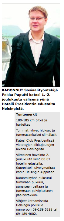 Pekka Puputti kadonnut